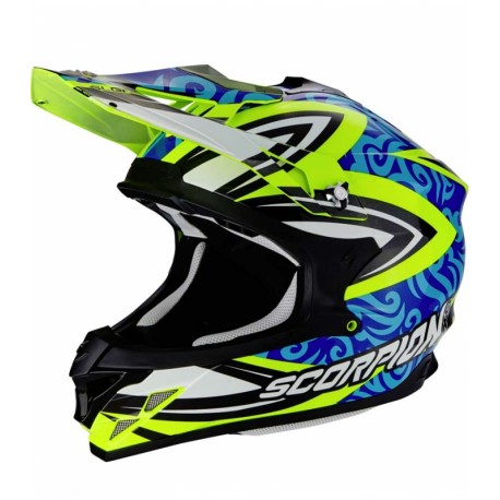 Casco Scorpion Vx-15 Evo Air Kistune amarillo fluor / rojo