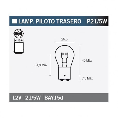 LAMPARA BILUX 12V21/5W