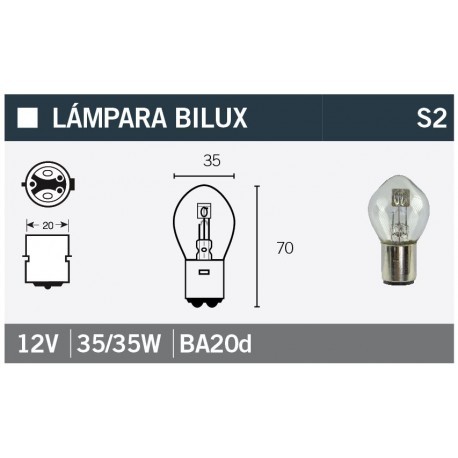 LAMPARA BILUX 12V35/35W