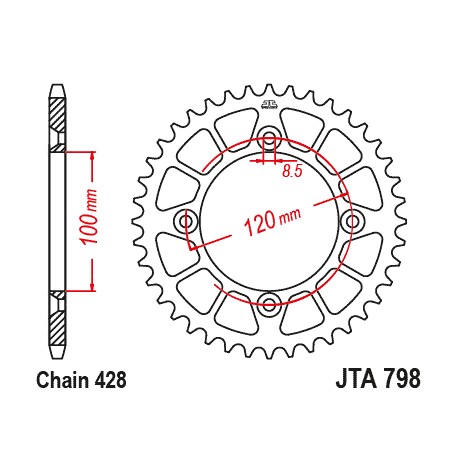 Corona De Arrastre / Plato JT Sprokets Kawasaki / Suzuki / Triumph 47 Dientes Plata Acero