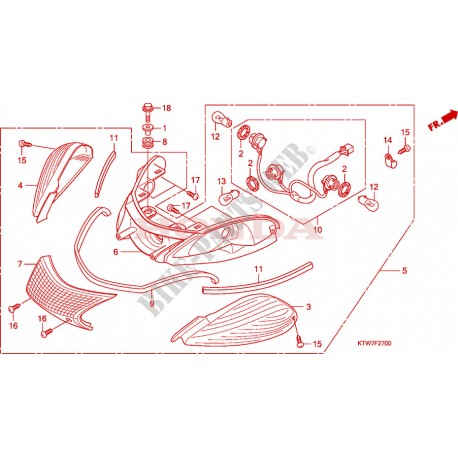 CRISTAL / TULIPA DE PILOTO TRASERO HONDA SH 300 2010