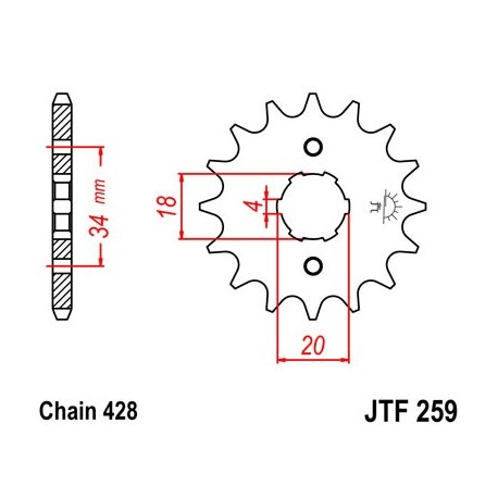 PIÑON DE ATAQUE JT SPROCKETS HONDA / CAGIVA 14 DIENTES *